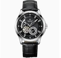 Luxuriöse 43mm Herrenuhr Leuchtende Mechanische Uhr Wasserdicht Lederarmband Zeiger Edelstahl Reloj Uhr für Männer