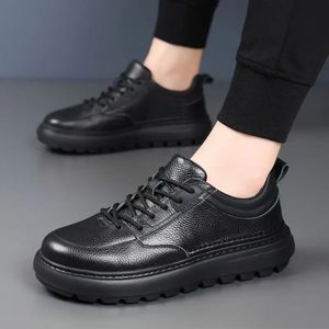 Chaussures décontractées pour hommes, en cuir de vache de première qualité, imperméables, antidérapantes, résistantes à l'usure, semelle épaisse, légères et confortables - Product Image 4