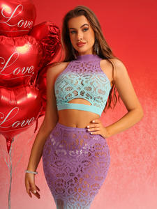 Nuovi Set divertenti pornografici sfumati abiti lunghi con reggiseni prospettici incastonano costumi da esibizione in rete Abaya arabica - Product Image 3