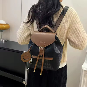 New Retro Contrast Color Women's Travel <b>Backpack</b> Women's Casual <b>Lightweight</b> Plaid <b>Backpack</b> - Product Image 4