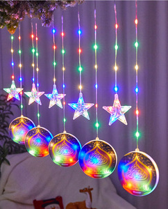 <strong>LED</strong> <strong>Star</strong> Moon Curtain Lights Painted Leather 10 Hanging Pentagram Castle Lights Indoor Outdoor Christmas Decoration - Product Image 3