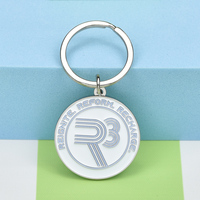 Llavero Personalizado con Logotipo, Chapado en Plata, Forma Redonda de Letra, Texto de Marca, Promocional para Negocios, Llaveros de Metal con Esmalte Suave