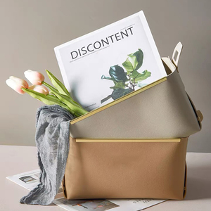 ตะกร้าเก็บของเล่นหนังวีแกนพร้อมโลหะสำหรับจัดในห้องน้ำที่บ้านห้องครัวที่เก็บของในห้องน้ำ - Product Image 1