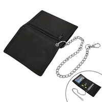 Dompet Pria dengan Rantai Anti Maling - Dompet Lipat Tiga Kanvas Tahan Lama untuk Pria, Tempat Kartu Olahraga dengan Kantong Koin Ber-resleting