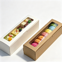 Boîte à dragées personnalisée en papier kraft recyclable avec fenêtre pour mini macarons, biscuits et desserts, idéale pour l'emballage alimentaire en gros