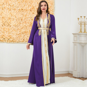 Winterkleider für Eid Muslim Hochzeits feier Kleider für Frauen Romantische Muslim Winter 2 Pcs Langarm Muslim Arabian Kleid - Product Image 4