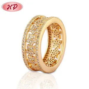 Fashion ladies ring alloy plated gold color separation diamond sample wedding engagement ring