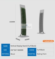 Présentoir vertical pour blocs de gazon artificiel, support d'échantillons sur pied, résistant à la corrosion, pour salle d'exposition