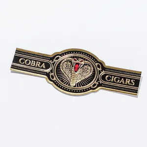 Lujo cubano en relieve de oro estampado cigarro banda etiqueta personalizada cigarro bandas anillo