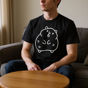 T-shirt minimaliste à motif cochon d'Inde, noir, unisexe, col rond, manches courtes, pour adulte - Product Image 3