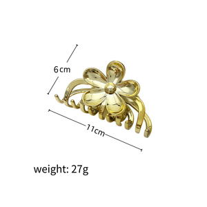 <span class=keywords><strong>Barrette</strong></span> à <span class=keywords><strong>cheveux</strong></span> crabe en métal doré au design personnalisé Accessoire de <span class=keywords><strong>cheveux</strong></span> <span class=keywords><strong>tendance</strong></span> pour les grandes fleurs pour les fêtes, style acrylique pour femmes et filles - Product Image 5