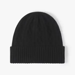 Bonnets d'automne et d'hiver, nouveaux bonnets en laine mérinos à grosse tête, tricotés, pour hommes et femmes, neutres, chauds et épais - Product Image 4