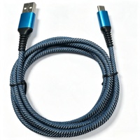 Câble USB-A vers Type-C en nylon tressé avec charge rapide pour ordinateurs et appareils iOS, avec protection anti-tension renforcée