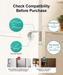 Tuya App Remote Control Zinc Alloy <strong>Black</strong> Keyless Smart Fingerprint Round Ball <strong>Knob</strong> Lock with Memory Card BLE <strong>Door</strong> Lock - Product Image 5