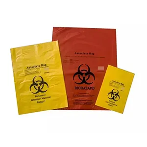 Sacchetti della spazzatura per Autoclave a rischio biologico in plastica ad alta densità rossa con Logo personalizzato sacchetti della spazzatura medici