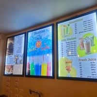 Caja de Luz LED Delgada A1A2A3A4 para Publicidad, Panel Frontal de Vidrio, Marco de Aluminio a Presión, Uso en Interiores, Restaurantes, Tiendas, Marco para Póster LED