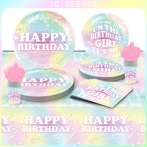 Kit de Vajilla Desechable Decorativa de Dibujos Animados Color Rosa Macaron de Super Star Taylor-Swift para Fiestas de Cumpleaños, Halloween y Pascua para Niñas - Product Image 1