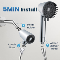 Pommeau de douche pluie moderne portable à 7 modes avec accessoire de robinet de salle de bain sous pression
