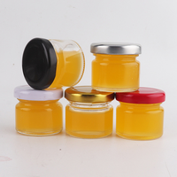 Stoples Kaca Bening Mini Kapasitas 30ml 35ml 45ml Berkualitas Tinggi yang Dapat Disesuaikan dengan Tutup Sekrup Logam untuk Penyimpanan Madu, Puding, dan Permen