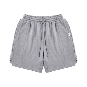 <span class=keywords><strong>Short</strong></span> d'été taille moyenne basique pour homme, coupe ample, pantalon à cordon, tricot épais, teint uni, 100% coton - Product Image 2