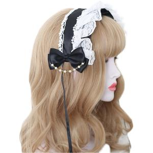 DREAM FASHION <span class=keywords><strong>Lo</strong></span> Niang - Diadema de Satén con Lazo de Encaje Blanco, Estilo Lolita, para Mujer, Accesorios para el Cabello, para Fiestas - Product Image 5
