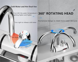 Robinet d'eau chaude instantanée électrique en acier inoxydable pour cuisine, avec chauffage 3000W, design moderne, utilisation en chambre, garantie 3 ans - Product Image 2