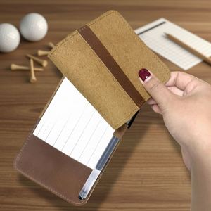 Cartera de Cuero Genuino Grabado Moderno Portátil para Tarjetas de Golf y Libretas de Puntuación, Marca HR, Ideal para Regalo Promocional - Product Image 3
