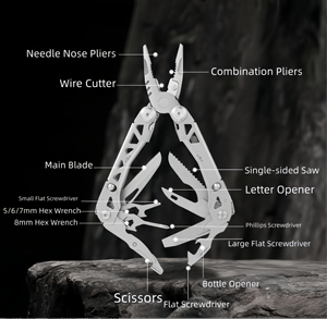 Pince pliante multifonction en acier inoxydable, outil multifonction d'urgence pour le camping en plein air - Product Image 3