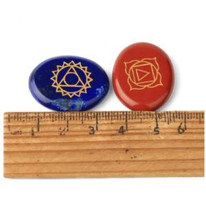 Reiki <strong>Healing</strong> Crystal Stones Engraved Symbols Holistic Balancing Polished Palm Stones 7 <strong>Chakra</strong> Set - Product Image 5