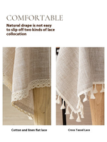 Nappe en coton et lin tissée à la main de style classique européen avec pompons, anti-poussière, style moderne