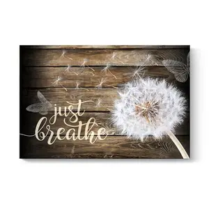 Beautiful White Dandelion and Butterflies Just Breathe Quotes Poster Picture OTHER Paintings Canvas Wall Art