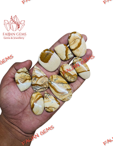 พลอย FAIJAN GEMS เกรดพรีเมียม 100% แจสเปอร์ภาพธรรมชาติทรงคาโบชอง พลอยเม็ดเดี่ยวจากราชสถาน รูปทรงผสมผสานสำหรับทำเครื่องประดับ - Product Image 4