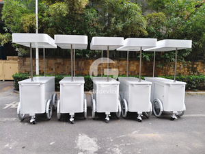 รถเข็นขายกาแฟแบบเข็นมือ Etodevice รถเข็นขายไอศกรีมขนาดเล็ก ตู้แช่แข็งแสดงสินค้าเจลาโต้สำหรับขาย - Product Image 5