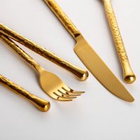Ensemble de couverts en titane de haute qualité 18/0, cuillère et fourchette forgées à la main, dorées, robustes, écologiques, modernes