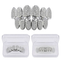 Nouvelle vente en gros de dents dorées pour hommes, Hip Hop, Grillz, Top et bas glacés, dents en zircone cubique, Vampire, personnalisé, 2022
