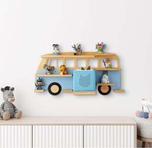 Estante para Figuras Tonie de Madera con Certificación FSC y BSCI - para hasta 32 Figuras Tonie (Magnéticas) - Diseño de Autobús para Niños y Niñas - Estante Independiente o Colgante - Product Image 1