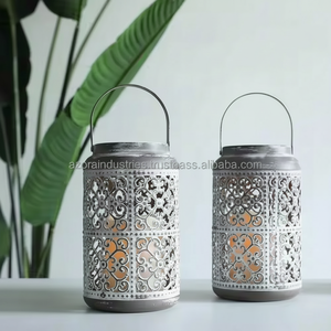 Distressed Color Metal Handmade Lantern <b>Candle</b> <b>Holder</b> Stand for Christmas Easter Home Event Decorations Pillar Shape <b>Garden</b> - Product Image 1