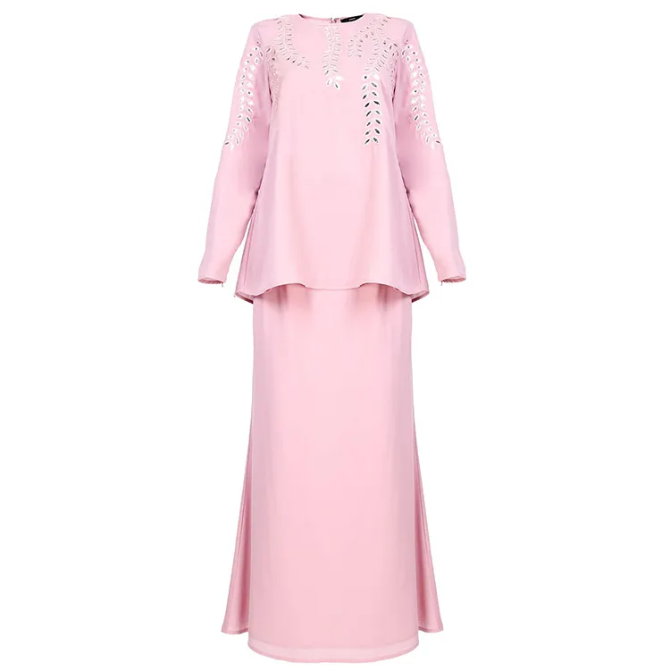 ODM commercio all'ingrosso medio oriente ricamato set musulmani abbigliamento islamico malesia donne Baju Kurung