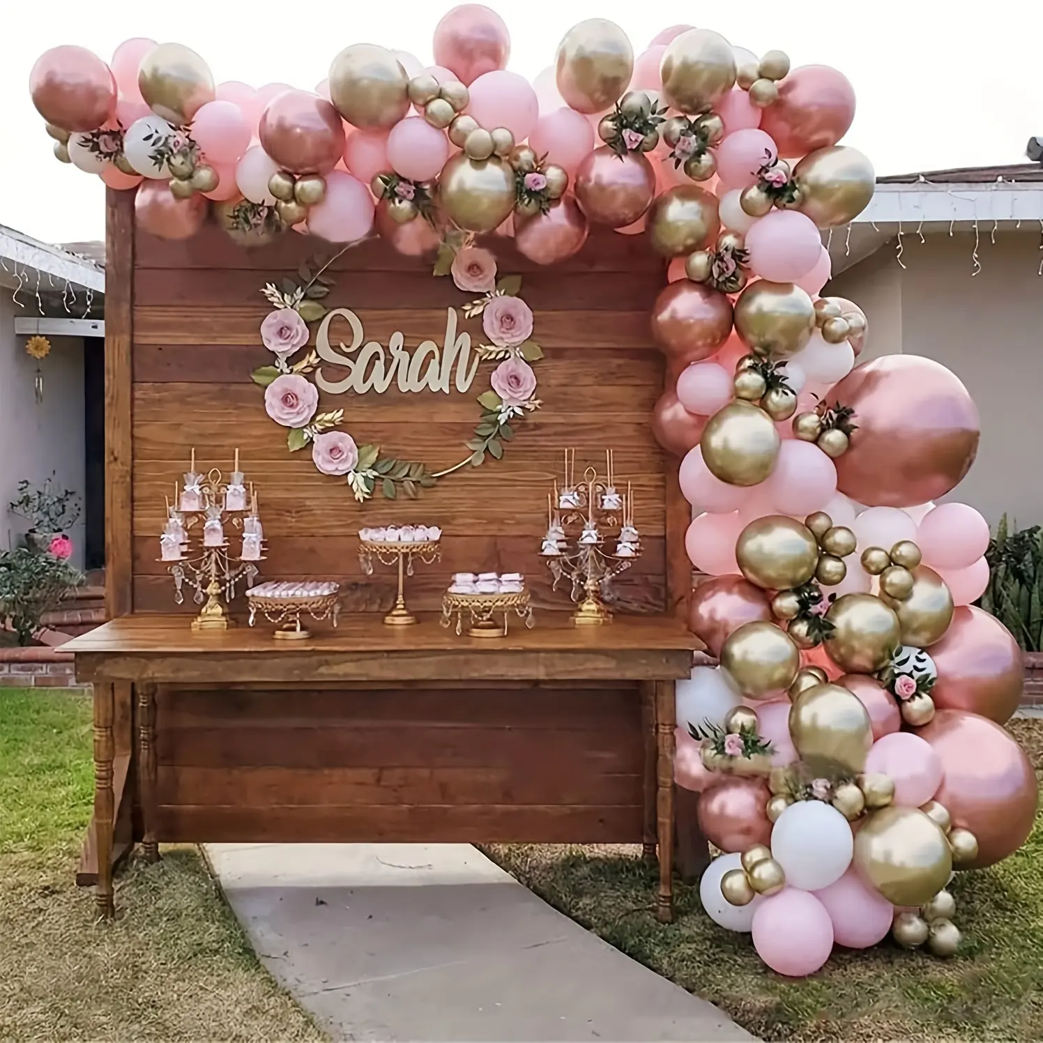 Горячие продажи воздушных шаров гирлянды арки комплект розового золота розовое золото белый металлик воздушные шары для детского душа Свадебный день рождения