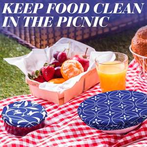 Cotton Reusable in 5 Size Stretch <b>Cloth</b> Fabric Bowl Covers Elastic Food Storage Covers - Product Image 5