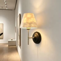 Lampu dinding kerang alami bergaya abad pertengahan untuk kamar tidur, lampu dinding latar belakang TV bergaya Bauhaus Prancis, lampu dekoratif sofa ruang tamu