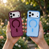Coque magnétique antichoc scintillante en TPU+PC pour iPhone 17 18 Pro Max, compatible avec la recharge sans fil, vente en gros