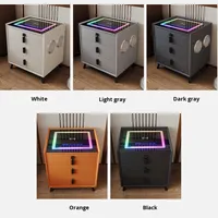 Table de chevet moderne intelligente à six touches Chargement sans fil Armoire de rangement multifonctionnelle pour chambre à coucher