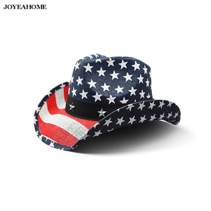 Sombrero de <span class=keywords><strong>Vaquero</strong></span> con Bandera Patriótica de CALIFORNIA, Estrellas y Rayas, Sombrero de <span class=keywords><strong>Vaquero</strong></span> Vintage para Hombre con Bandera Americana, Forma Occidental, Color Rojo - Product Image 5
