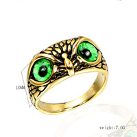 Vente directe d'usine, bague unisexe en acier inoxydable au design unique, imperméable, œil de hibou, plaqué or 18 carats, argent, or, noir