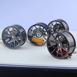 Xoay vành xe kim loại bánh xe xoay quyến rũ Keychain đua chỉ đạo bánh xe Caliper phanh đĩa bánh xe màu đen rim Keychain - Product Image 1