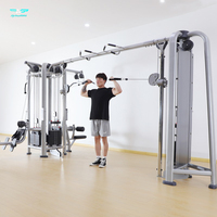 Machine d'entraînement multi-stations professionnelle en acier inoxydable à 5 postes pour usage commercial, équipement de musculation unisexe