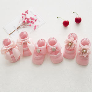 3 paires/<span class=keywords><strong>lot</strong></span> de <span class=keywords><strong>chaussettes</strong></span> en coton anti-dérapant pour bébé nouveau-né avec fleurs en dentelle pour enfants - Product Image 6