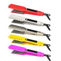 Mini plancha eléctrica para el pelo, alisador profesional de cerámica rosa, herramientas de peinado con adaptador gratis, colores personalizados