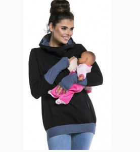 Sweatshirts et sweats à capuche pour femmes enceintes et allaitantes, grande taille, col rond, avec poches latérales - Product Image 3